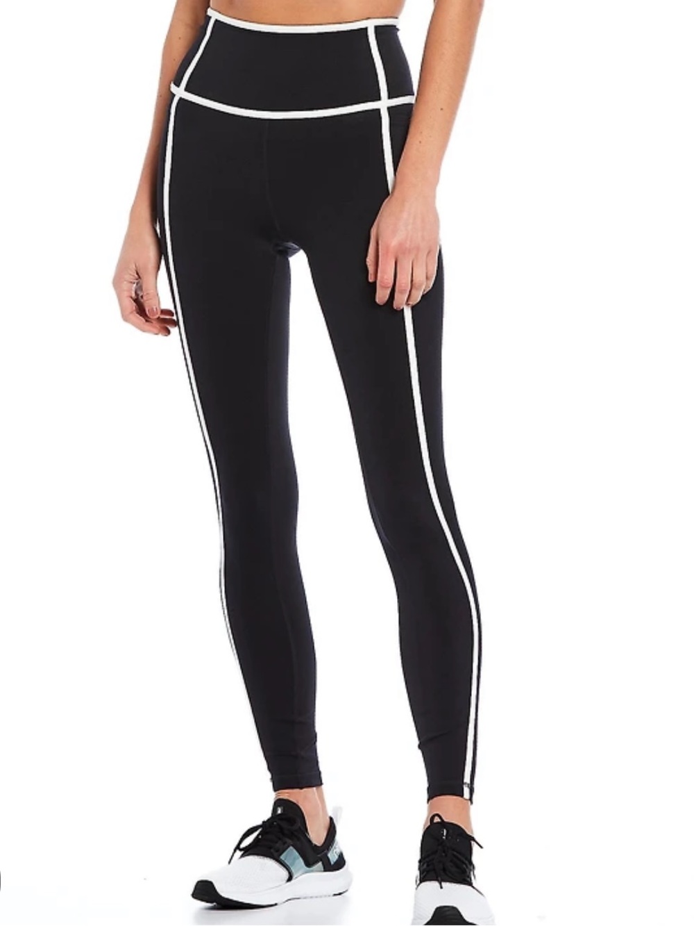 NEW Antonio Melani Action 28” Black High Waisted Contrast Trim Leggings